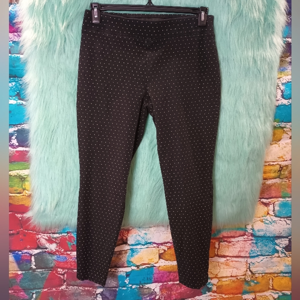 Talbots Black and White Polka Dot Stretchy Skinny Cropped Ankle Pants Size 8